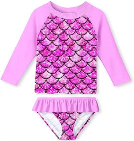 img 4 attached to 👙 UNIFACO Toddler Girls Swimsuit Rashguard Set: Cute Tankini with UPF 50+ Sun Protection for Beach Fun [2-8T]