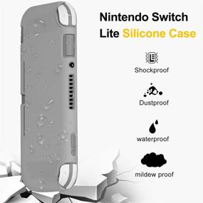 img 1 attached to 🎮 Nintendo Switch Lite Accessories Bundle, Portable Carrying Case for Nintendo Switch Lite, Charging Cable, Tempered Glass Screen Protector, 2 Joystick Caps, Silicone + Crystal Case Shell, Gray, 8 in 1