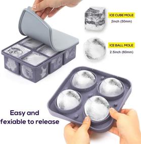 img 1 attached to 🥃 2.5 Inch Round Whiskey Ice Sphere Maker – Large Sphere Ice Tray Mold, Flexible & Reusable Silicone Ice Ball Tray Easy Release, Ideal for Chilling Wine, Cocktails, Beverages, Juices, Soups & Baby Food (Black-Gray)