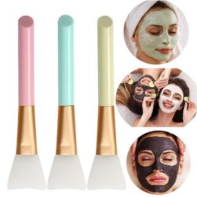 img 2 attached to 🧖 Soft Silicone Facial Mud Mask Applicator Brush Set - Includes 3PCS Brushes for Body Lotion, Body Butter, and More - By Borogo, Leading Mask Beauty Tool Brand
