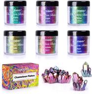 🦎 chameleon flakes: 6 color shifting pigment powder for nail art, tumblers & more - includes mirror chrome nail powder for resin crafts, paints & soap making logo