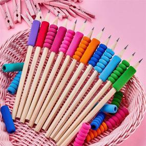 img 1 attached to 🖋️ Enhance Writing Comfort with 150 Foam Pencil Grips for Kids: Soft Pen Gripper Writing Aid in Random Colors & Mixed Shapes