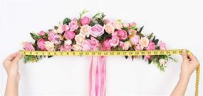 img 1 attached to 🌸 Lvydec Artificial Rose Flower Swag, 25-Inch Decorative Pink Rose Swag with Green Leaves and Silk Ribbon for Wedding Arch, Front Door, and Wall Décor