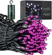 🎄 multicolor 67 ft 200 led christmas tree lights: battery operated, auto timer, waterproof, 8 mode functions - perfect for home, garden, party, and holiday decoration - pink логотип