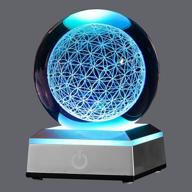 xintou 3d flower of life crystal ball with colorful led lighting and laser engraved flower design in a sphere, touch base included логотип