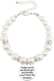img 4 attached to 💐 Bobauna Flower Girl Pearl Bead Chain Bracelet - Ideal Wedding Gift for Flower Girl