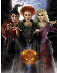 img 4 attached to 🎃 Adults' 5D Halloween Diamond Painting Kits - Handmade Cross Stitch Embroidery Round Rhinestone Mosaic Craft with Three Pumpkin Witches - Creative Halloween Decoration