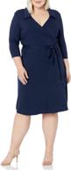 🌟 stunning star vixen women's plus-size faux-wrap dress with three-quarter sleeves: a figure-flattering choice for any occasion logo