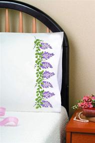 img 2 attached to 🧵 Tobin Embroidery Kit for 20x30 Stamped Pillowcases in Wisteria, White Color