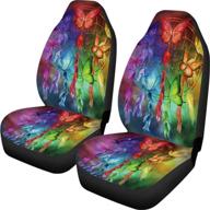 seanative boho ethnic tie dye print universal 2 pcs animal dragonfly front seat cover durable bucket seat protectors for car suv logo