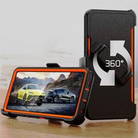 img 3 attached to 📱 2020 LG K51 Case: Heavy Duty Shockproof Armor Protector with Belt Clip Holster - Black+Orange