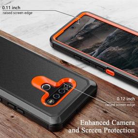 img 1 attached to 📱 2020 LG K51 Case: Heavy Duty Shockproof Armor Protector with Belt Clip Holster - Black+Orange