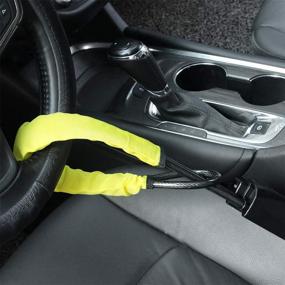 img 1 attached to Enhanced Protection: Steering Wheel & Seat Belt Lock Combo with Handbag Security | Yellow | Fits Most Cars & SUVs | 2 Keys Included