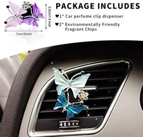 img 2 attached to Bling Car Accessories for Women - Universal Rhinestone Air Freshener with Stylish Charm Clips and Reusable Pads in Blue Butterfly Design
