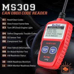 img 3 attached to 🚘 Autel MaxiScan MS309 OBD2 Считывание кодов неисправности светомотора: Чтение, Стирание кодов и просмотр данных кадра заморозки | I/M Готовность дымов CAN Диагностический сканер