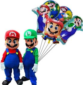 img 2 attached to 🎈 5-Piece Super Mario Brothers Theme Party Aluminum Foil Balloons for Kids' Birthday Party Decoration Supplies