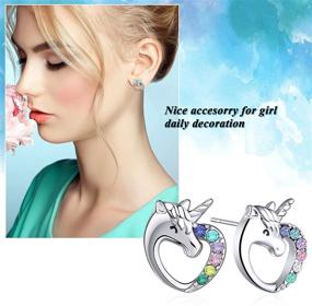 img 1 attached to 🐱 8 Pairs Cute Cat Star Unicorn Stud Earrings Set - Tiny Earrings for Girls