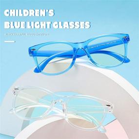 img 2 attached to 👓 AHXLL Kids Blue Light Blocking Glasses 2-Pack - Computer Gaming Video Glasses for Girls and Boys Age 3-12 - Anti Eyestrain - Transparent and Transparent Blue Frames