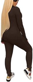 img 3 attached to Stunning XXTAXN Women's Bodycon Long Sleeve V Neck Jumpsuit Rompers with Zipper - Embrace Ultimate Allure!