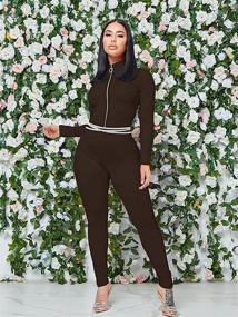 img 1 attached to Stunning XXTAXN Women's Bodycon Long Sleeve V Neck Jumpsuit Rompers with Zipper - Embrace Ultimate Allure!