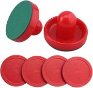 🏒 mini air hockey pucks and paddles - value pack replacement set - red pushers and pucks - epic gifts логотип