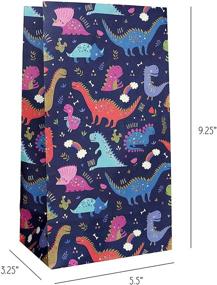 img 3 attached to 🦕 Dinosaur Party Favor Bags - Set of 24 Colorful Cute Dinosaur Patterned Goodie Gift Bags in Dark Blue Kraft Paper - Ideal for Dinosaur Theme Birthday Party Decorations - 9.5" x 5.5" x 3.25