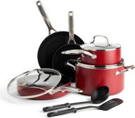 premium blue diamond cookware set – 🔵 10 piece cookware pots and pans in red, high-quality logo