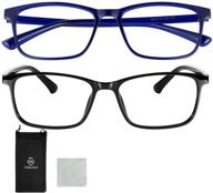 blue light glasses 2 pack for women and men - lightweight square eyeglasses frame with blue light blocking filter for computer, gaming, anti eye strain logo