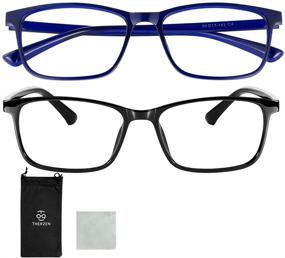 img 4 attached to Blue Light Glasses 2 Pack for Women and Men - Lightweight Square Eyeglasses Frame with Blue Light Blocking Filter for Computer, Gaming, Anti Eye Strain