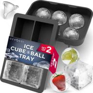 🧊 enhanced ice making: premium food grade silicone ice trays for whiskey, cocktails & bourbon - keep drinks chilled with large square cubes & ice balls (2pc/pack) logo