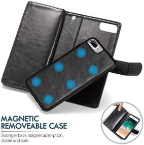 img 1 attached to CASEOWL iPhone 8 Plus Wallet Case with Detachable Slim Case - 9 Card Slots, Stands, Strap - 2 in 1 Folio Leather Removable TPU Case (Black)