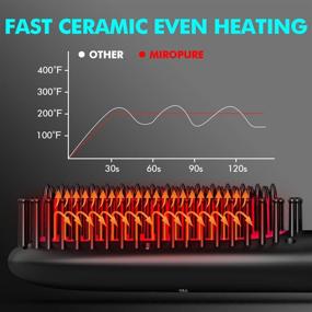 img 1 attached to 🔥 Миро-чистый прямоугольный Щетка для волос: Ионный генератор, Быстрое 30-секундное нагревание керамическим нагревателем MCH, 11 настроек температуры, Профессиональное выпрямление/укладка (Черный)