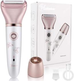 img 4 attached to 🌸 RenFox Electric Razor for Women - 2 in 1 Shaver for Bikini, Legs, Armpit, Face - Wet & Dry, Painless Rechargeable Bikini Trimmer - 2 Changeable Heads (Rose Gold)