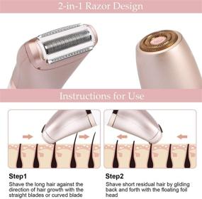 img 2 attached to 🌸 RenFox Electric Razor for Women - 2 in 1 Shaver for Bikini, Legs, Armpit, Face - Wet & Dry, Painless Rechargeable Bikini Trimmer - 2 Changeable Heads (Rose Gold)