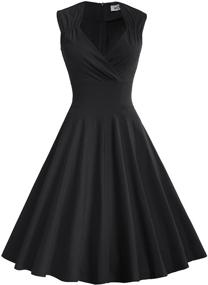 img 3 attached to 👗 MUXXN Women's Vintage V-Neck Swing Dress - 50s 60s Retro and Alluring