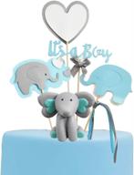 🐘 blue grey gmakceder elephant baby shower cake topper for boy логотип