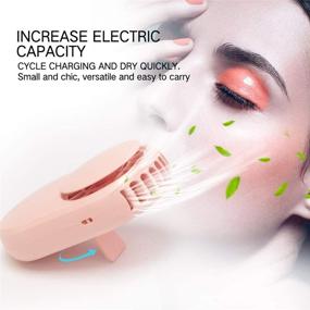 img 2 attached to 💨 Mismxc Rechargeable Bladeless Mini USB Electric Cooling Fans for Lash Extensions + Built-in Eyelash Dryer