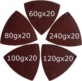 img 3 attached to 🔒 XXGO 100 Pcs 3.5 Inch Triangular Multitool Sandpaper Set - 60/80/100/120/240 Grits | Hook & Loop | Wood Sanding | Fits XG9020 Oscillating Multi Tool