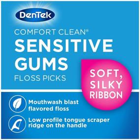 img 2 attached to 🦷 DenTek Comfort Clean Sensitive Gums Floss Picks - Soft & Silky Ribbon - 19 Count (Pack of 3)