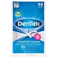 🦷 dentek comfort clean sensitive gums floss picks - soft & silky ribbon - 19 count (pack of 3) logo