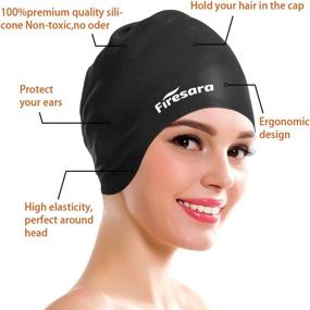 img 3 attached to 🏊 Firesara Silicone Swim Cap with Ear Cover, Long Hair Swimming Cap for Dreadlocks or Short Hair, Unisex Earmuffs for Women Men Adult Youth, Keeping Hair Clean and Ears Dry