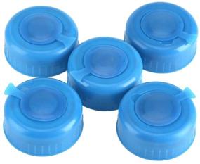 img 2 attached to 💧 5-Pack Non-Spill Plastic Water Bottle Cap, 55mm Twist Cap Replacement - Blue Screw Top Bottle Caps, Leak-Free Solution