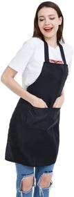 img 1 attached to 👨 Versatile and Durable 12 Pack Bib Apron for Kitchen, Crafting, BBQ, and more - Unisex Black Apron Bulk with 2 Roomy Pockets - Machine Washable