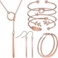 hicarer simple bar jewelry set: грациозное колье с вертикальной пластинкой, элегантные серьги и регулируемый браслет на запястье. логотип