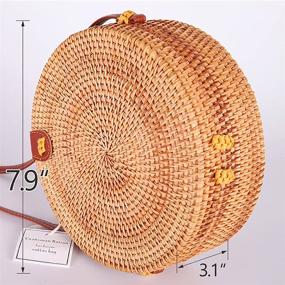 img 3 attached to 👜 DWENRUI Handmade Rattan Crossbody Bag with Free Scarf - Adjustable Strap Wicker Purse Straw Bag for Women