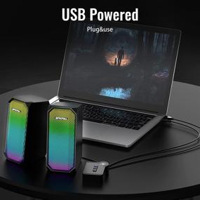 img 1 attached to SPKPAL RGB Computer Speakers, 10W Desktop PC Speakers with Bluetooth 5.0 & 3.5mm Aux-in, Dynamic Full RGB Light Up, HiFi Stereo Speaker for PC Laptop Tablet