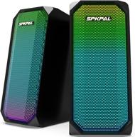 spkpal rgb computer speakers, 10w desktop pc speakers with bluetooth 5.0 & 3.5mm aux-in, dynamic full rgb light up, hifi stereo speaker for pc laptop tablet logo