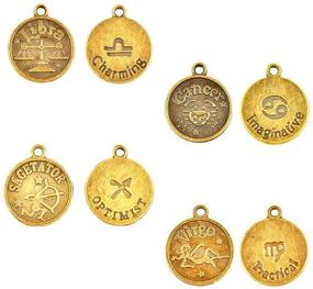 img 1 attached to 🔮 BUYGOO 24Pcs Vintage Style Zodiac Sign Charms- Antique Brass Bronze Constellation Pendants- DIY Jewelry Making & Crafting - Gold