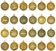 🔮 buygoo 24pcs vintage style zodiac sign charms- antique brass bronze constellation pendants- diy jewelry making & crafting - gold logo