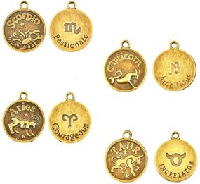 img 2 attached to 🔮 BUYGOO 24Pcs Vintage Style Zodiac Sign Charms- Antique Brass Bronze Constellation Pendants- DIY Jewelry Making & Crafting - Gold